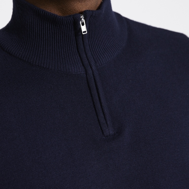 Half-zip knit sweater "Thin" Navy 2